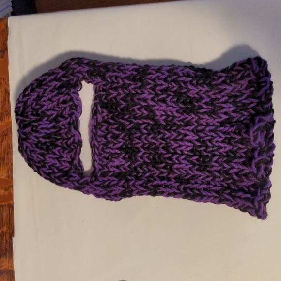 NEW! Handmade Knit Balaclava Black Purple 100% Acrylic Yarn OSFM - Picture 1 of 6